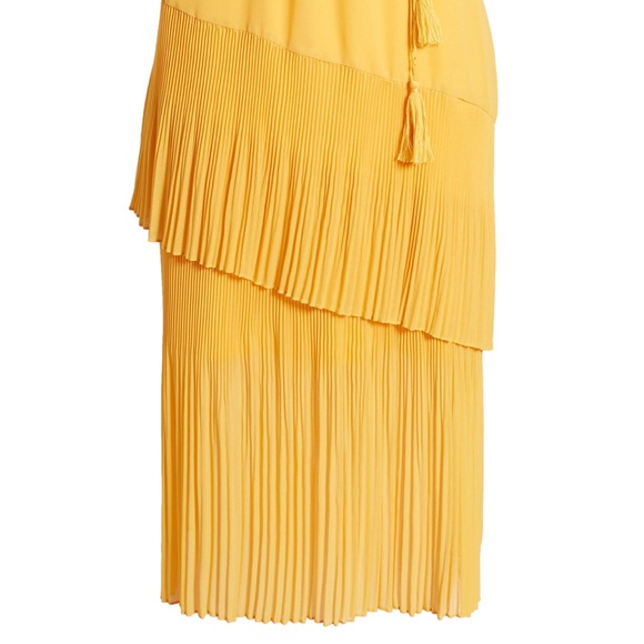 NWT Strappy Ruffle Tie Waist Midi Dress Yellow - Picture 5 of 7